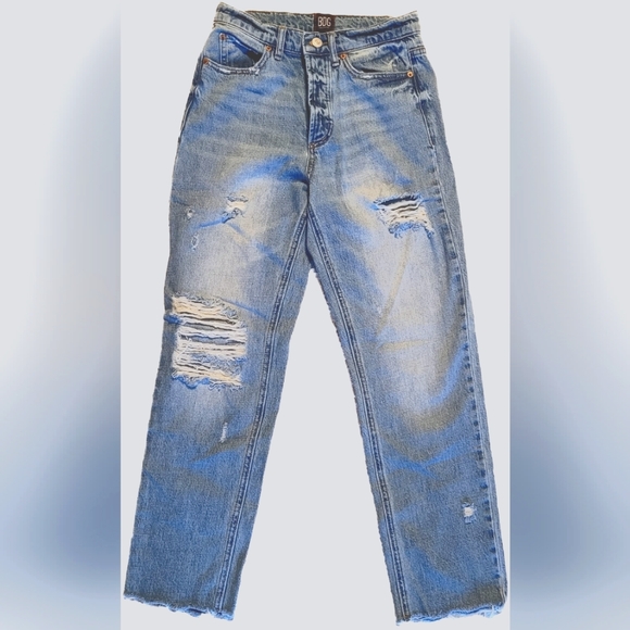 BDG Denim - BDG Light Wash Slim Straight Button Front Distressed Jeans, 26 (2/4) -EUC